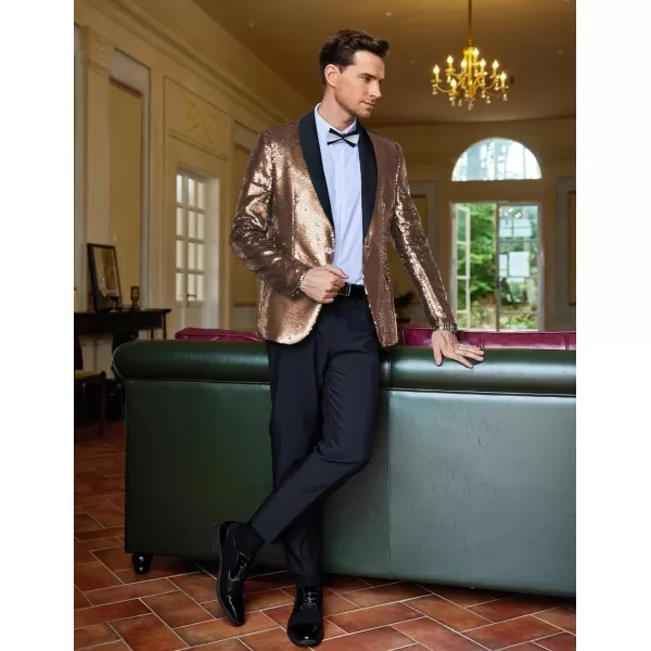 COOFANDY Men Shiny Sequin Blazer Tuxedo Party Dinner Prom One Button Suit Jacket