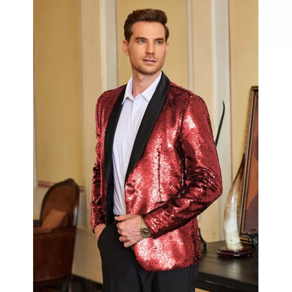 COOFANDY Men Shiny Sequin Blazer Tuxedo Party Dinner Prom One Button Suit Jacket