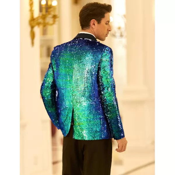 COOFANDY Men Shiny Sequin Blazer Tuxedo Party Dinner Prom One Button Suit Jacket