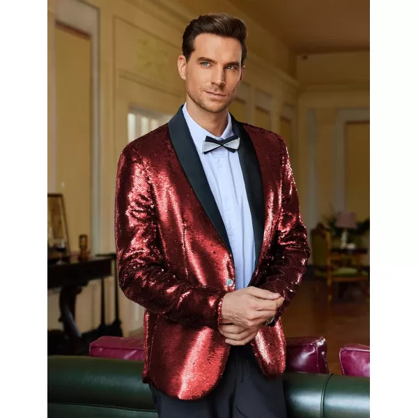 COOFANDY Men Shiny Sequin Blazer Tuxedo Party Dinner Prom One Button Suit Jacket