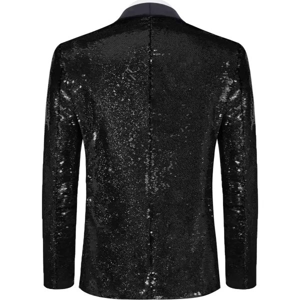 COOFANDY Men Shiny Sequin Blazer Tuxedo Party Dinner Prom One Button Suit Jacket