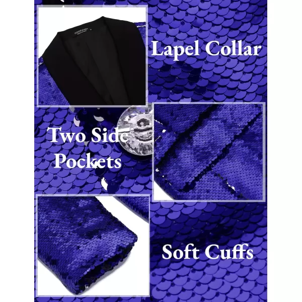 COOFANDY Men Shiny Sequin Blazer Tuxedo Party Dinner Prom One Button Suit Jacket