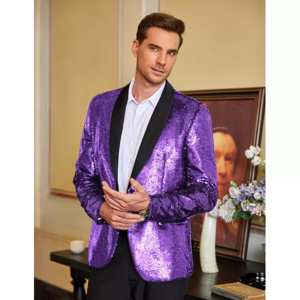 COOFANDY Men Shiny Sequin Blazer Tuxedo Party Dinner Prom One Button Suit Jacket
