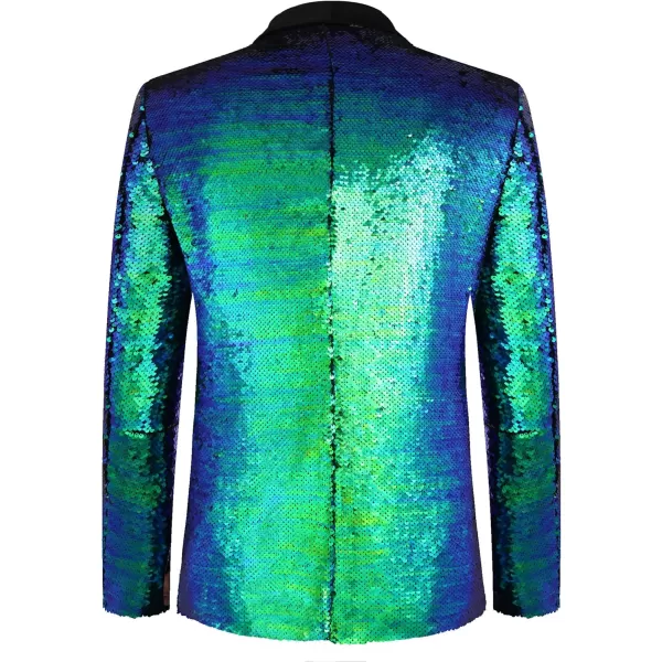 COOFANDY Men Shiny Sequin Blazer Tuxedo Party Dinner Prom One Button Suit Jacket