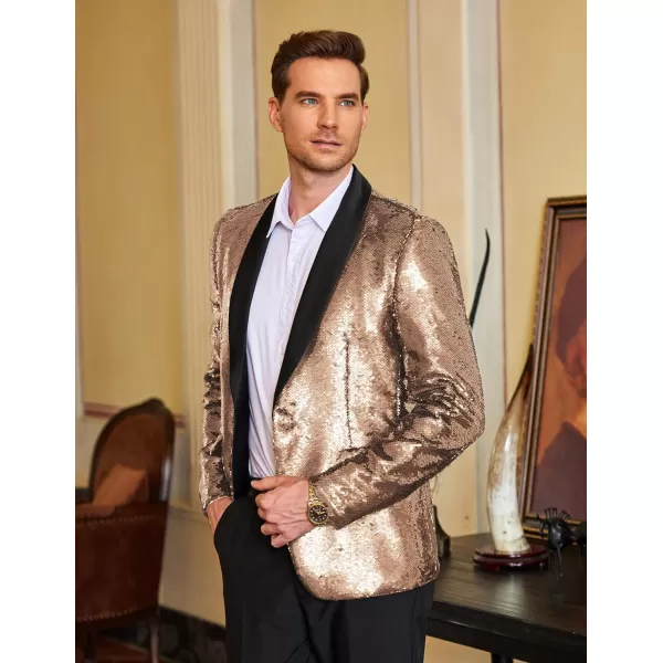 COOFANDY Men Shiny Sequin Blazer Tuxedo Party Dinner Prom One Button Suit Jacket