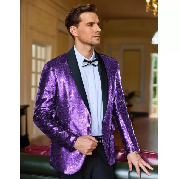 COOFANDY Men Shiny Sequin Blazer Tuxedo Party Dinner Prom One Button Suit Jacket