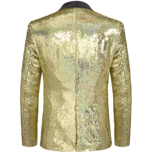 COOFANDY Men Shiny Sequin Blazer Tuxedo Party Dinner Prom One Button Suit Jacket