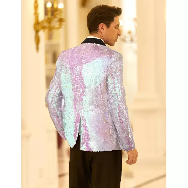 COOFANDY Men Shiny Sequin Blazer Tuxedo Party Dinner Prom One Button Suit Jacket