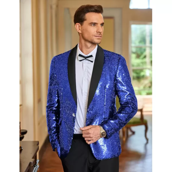 COOFANDY Men Shiny Sequin Blazer Tuxedo Party Dinner Prom One Button Suit Jacket