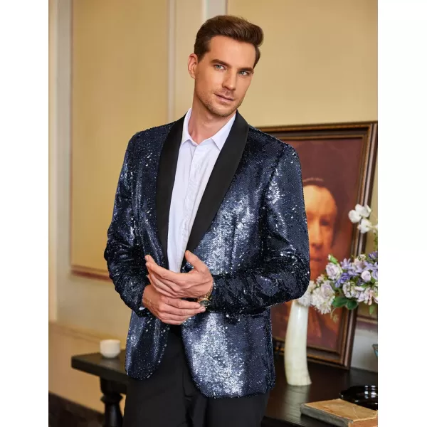 COOFANDY Men Shiny Sequin Blazer Tuxedo Party Dinner Prom One Button Suit Jacket