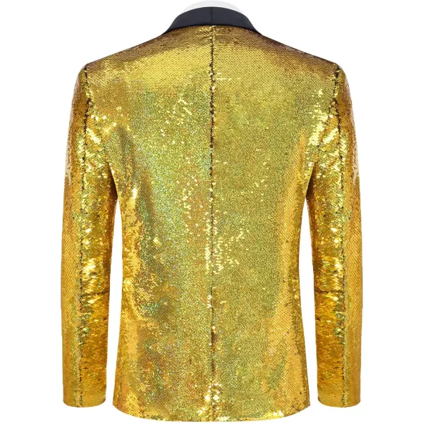 COOFANDY Men Shiny Sequin Blazer Tuxedo Party Dinner Prom One Button Suit Jacket