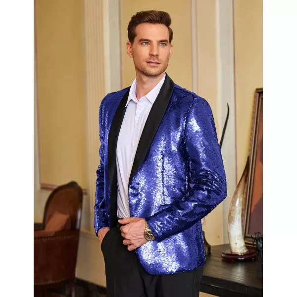 COOFANDY Men Shiny Sequin Blazer Tuxedo Party Dinner Prom One Button Suit Jacket