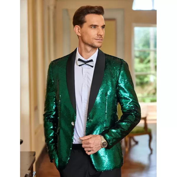 COOFANDY Men Shiny Sequin Blazer Tuxedo Party Dinner Prom One Button Suit Jacket