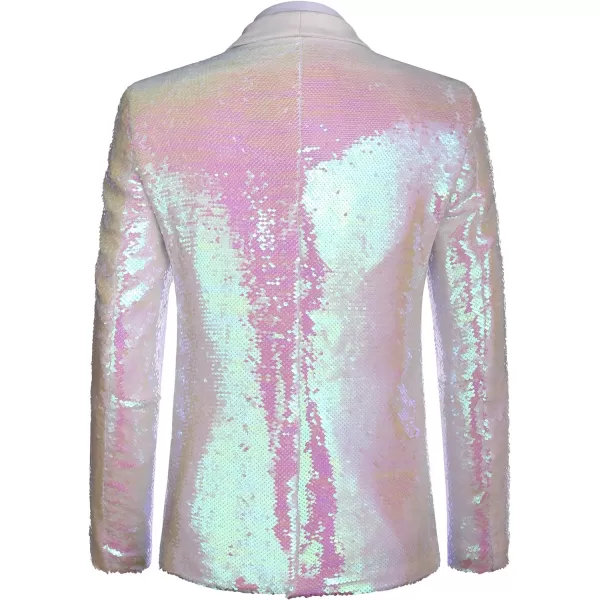 COOFANDY Men Shiny Sequin Blazer Tuxedo Party Dinner Prom One Button Suit Jacket