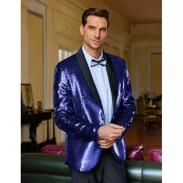 COOFANDY Men Shiny Sequin Blazer Tuxedo Party Dinner Prom One Button Suit Jacket