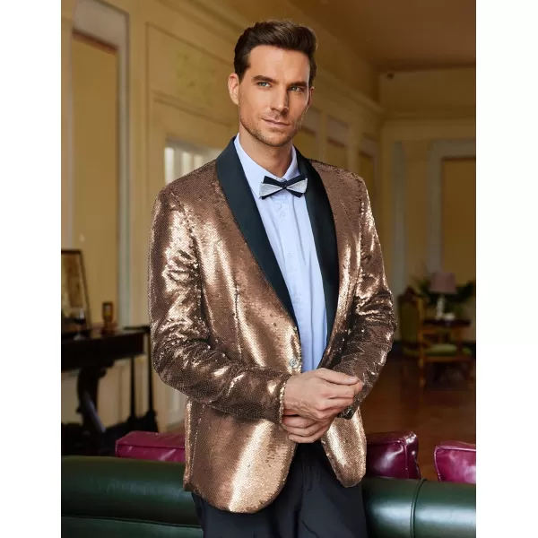 COOFANDY Men Shiny Sequin Blazer Tuxedo Party Dinner Prom One Button Suit Jacket