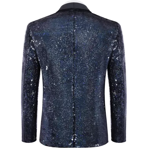 COOFANDY Men Shiny Sequin Blazer Tuxedo Party Dinner Prom One Button Suit Jacket