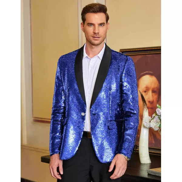 COOFANDY Men Shiny Sequin Blazer Tuxedo Party Dinner Prom One Button Suit Jacket