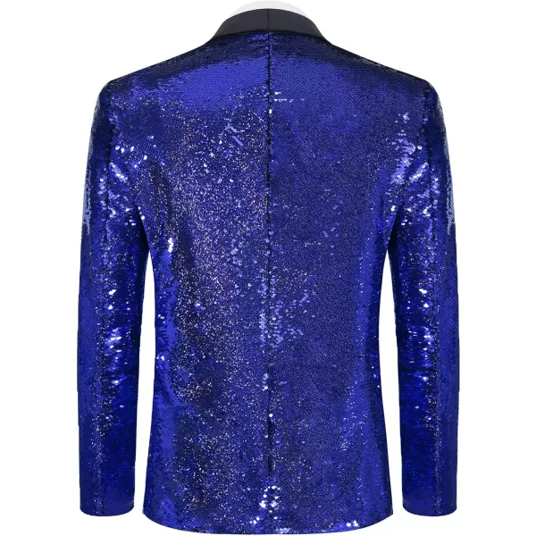 COOFANDY Men Shiny Sequin Blazer Tuxedo Party Dinner Prom One Button Suit Jacket