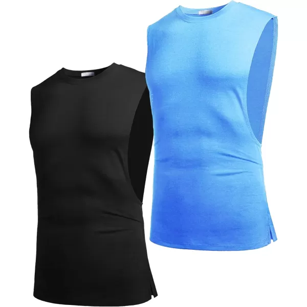 COOFANDY Men Workout Tank Top 2 Pack Gym Bodybuilding Sleeveless Muscle T Shirts)