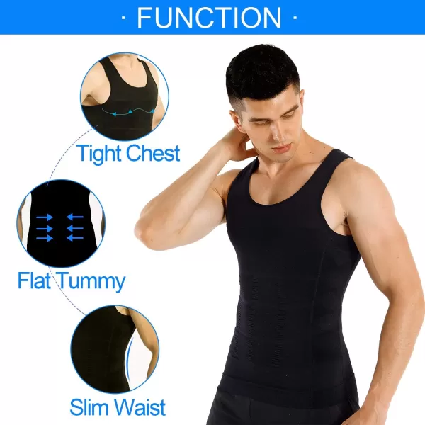 COOFANDY Men's 2 Pack Compression Shirt Slimming Body Shaper Vest Gym Workout Tank Top Sleeveless Abdomen Shapewear