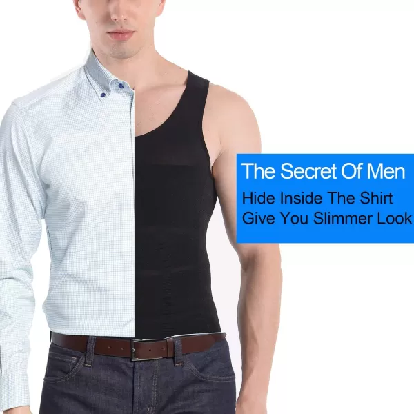 COOFANDY Men's 2 Pack Compression Shirt Slimming Body Shaper Vest Gym Workout Tank Top Sleeveless Abdomen Shapewear