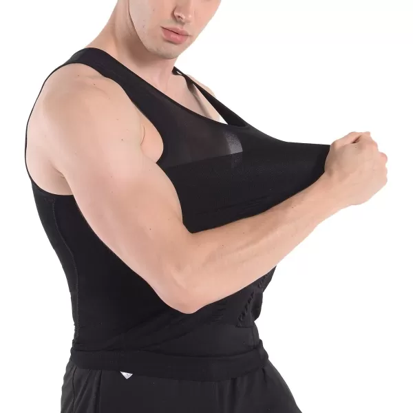 COOFANDY Men's 2 Pack Compression Shirt Slimming Body Shaper Vest Gym Workout Tank Top Sleeveless Abdomen Shapewear