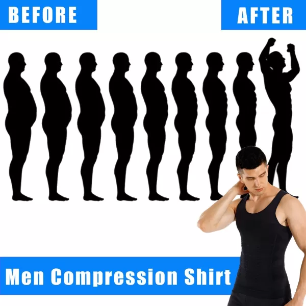 COOFANDY Men's 2 Pack Compression Shirt Slimming Body Shaper Vest Gym Workout Tank Top Sleeveless Abdomen Shapewear