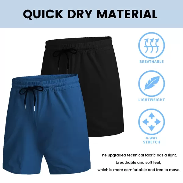 COOFANDY Men's 2 Pack Gym Workout Shorts 7 Inch Quick Dry Athletic Shorts Lightweight Running Shorts with Pockets