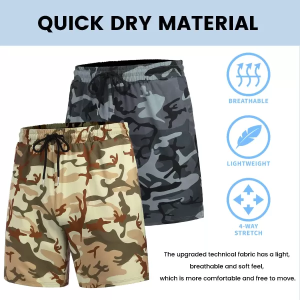COOFANDY Men's 2 Pack Gym Workout Shorts 7 Inch Quick Dry Athletic Shorts Lightweight Running Shorts with Pockets