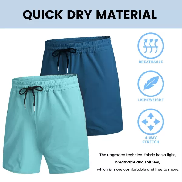 COOFANDY Men's 2 Pack Gym Workout Shorts 7 Inch Quick Dry Athletic Shorts Lightweight Running Shorts with Pockets