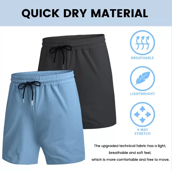 COOFANDY Men's 2 Pack Gym Workout Shorts 7 Inch Quick Dry Athletic Shorts Lightweight Running Shorts with Pockets