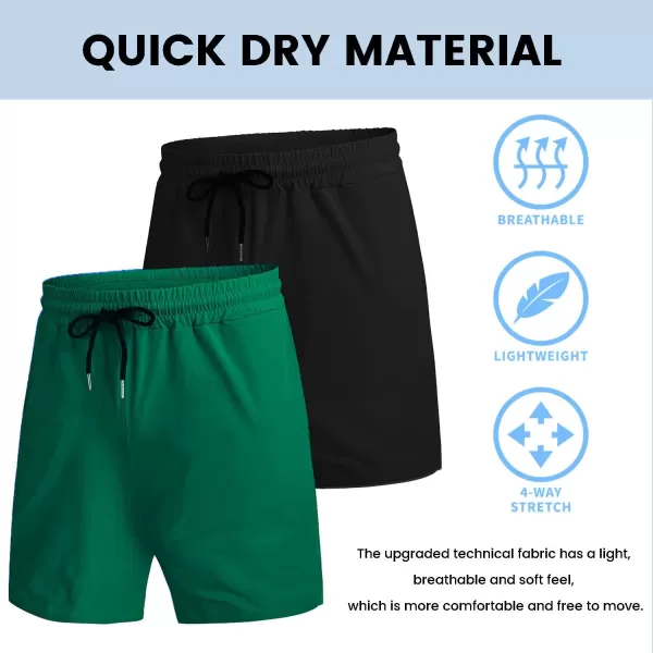 COOFANDY Men's 2 Pack Gym Workout Shorts 7 Inch Quick Dry Athletic Shorts Lightweight Running Shorts with Pockets