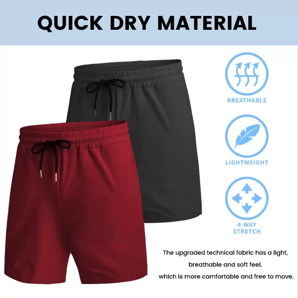 COOFANDY Men's 2 Pack Gym Workout Shorts 7 Inch Quick Dry Athletic Shorts Lightweight Running Shorts with Pockets