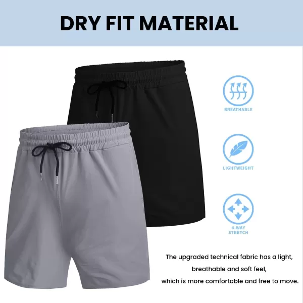COOFANDY Men's 2 Pack Gym Workout Shorts 7 Inch Quick Dry Athletic Shorts Lightweight Running Shorts with Pockets