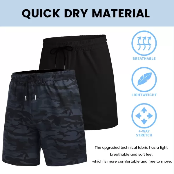 COOFANDY Men's 2 Pack Gym Workout Shorts 7 Inch Quick Dry Athletic Shorts Lightweight Running Shorts with Pockets