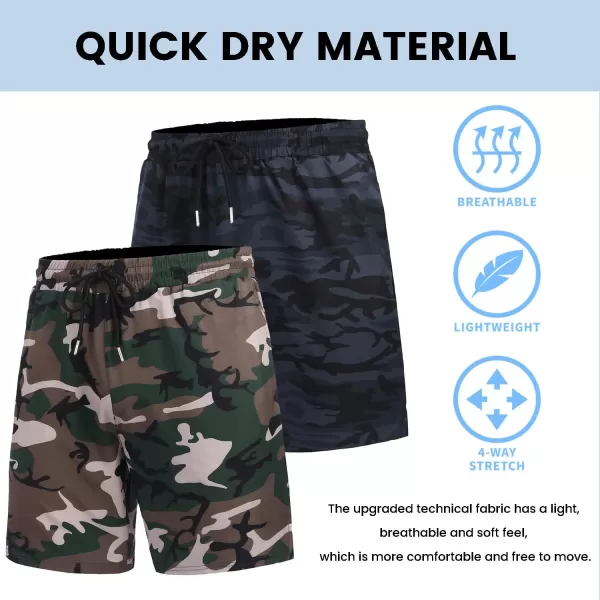 COOFANDY Men's 2 Pack Gym Workout Shorts 7 Inch Quick Dry Athletic Shorts Lightweight Running Shorts with Pockets