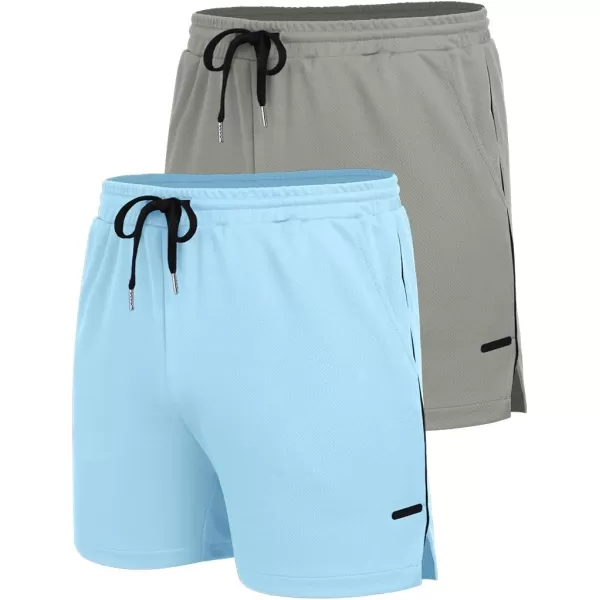 COOFANDY Men's 2 Pack Gym Workout Shorts Mesh Lightweight Bodybuilding Pants Training Running Sports Jogger with Pockets