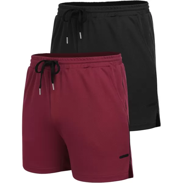 COOFANDY Men's 2 Pack Gym Workout Shorts Mesh Lightweight Bodybuilding Pants Training Running Sports Jogger with Pockets