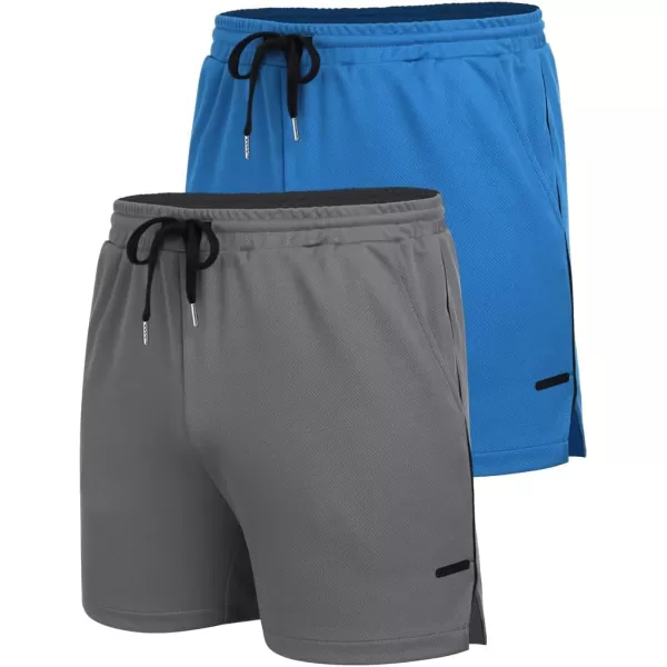 COOFANDY Men's 2 Pack Gym Workout Shorts Mesh Lightweight Bodybuilding Pants Training Running Sports Jogger with Pockets