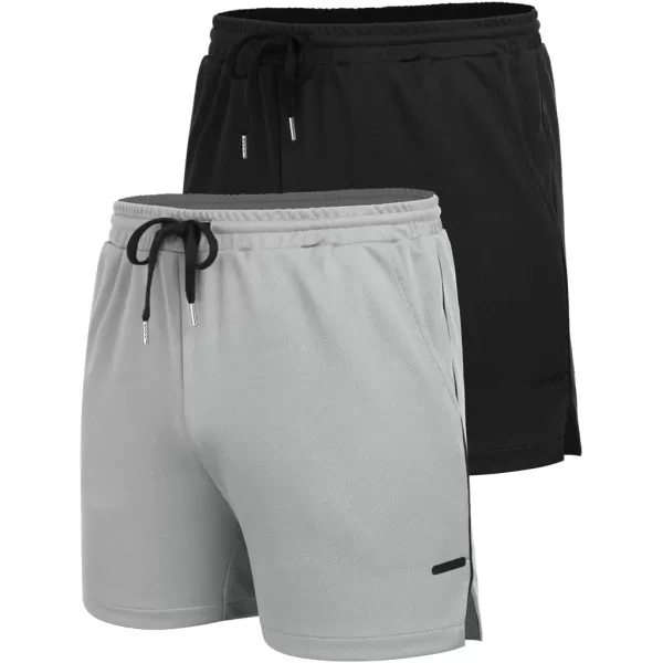 COOFANDY Men's 2 Pack Gym Workout Shorts Mesh Lightweight Bodybuilding Pants Training Running Sports Jogger with Pockets