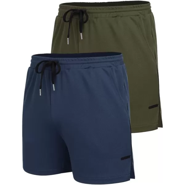 COOFANDY Men's 2 Pack Gym Workout Shorts Mesh Lightweight Bodybuilding Pants Training Running Sports Jogger with Pockets