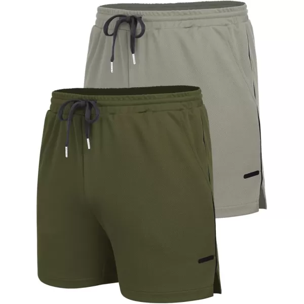 COOFANDY Men's 2 Pack Gym Workout Shorts Mesh Lightweight Bodybuilding Pants Training Running Sports Jogger with Pockets