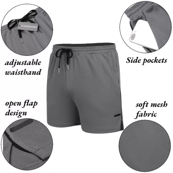 COOFANDY Men's 2 Pack Gym Workout Shorts Mesh Lightweight Bodybuilding Pants Training Running Sports Jogger with Pockets