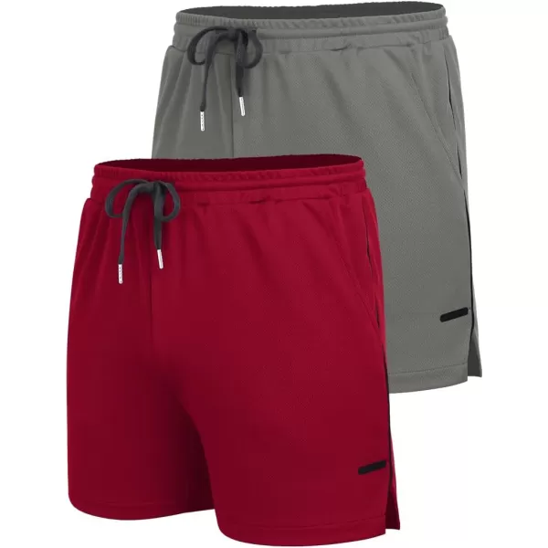 COOFANDY Men's 2 Pack Gym Workout Shorts Mesh Lightweight Bodybuilding Pants Training Running Sports Jogger with Pockets
