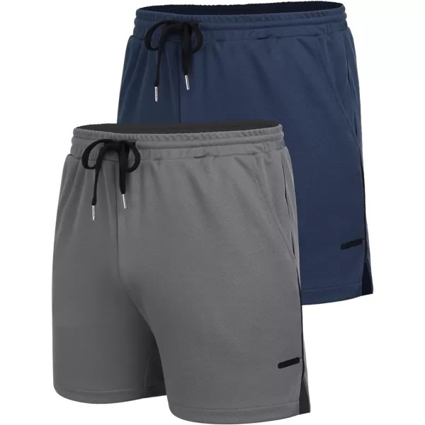 COOFANDY Men's 2 Pack Gym Workout Shorts Mesh Lightweight Bodybuilding Pants Training Running Sports Jogger with Pockets