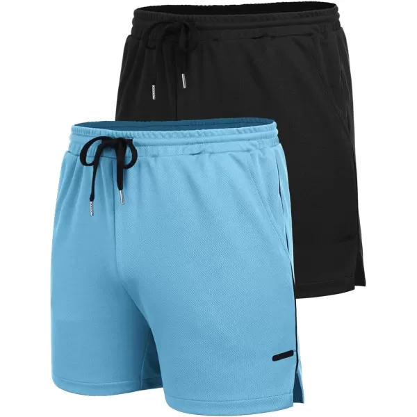 COOFANDY Men's 2 Pack Gym Workout Shorts Mesh Lightweight Bodybuilding Pants Training Running Sports Jogger with Pockets