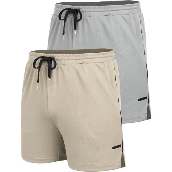 COOFANDY Men's 2 Pack Gym Workout Shorts Mesh Lightweight Bodybuilding Pants Training Running Sports Jogger with Pockets
