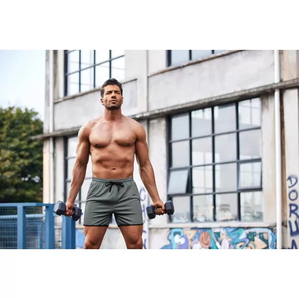 COOFANDY Men's 2 Pack Gym Workout Shorts Running Athletic Shorts 5 inch inseam Bodybuilding Training Short Pants with Pockets