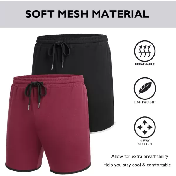COOFANDY Men's 2 Pack Gym Workout Shorts Running Athletic Shorts 5 inch inseam Bodybuilding Training Short Pants with Pockets